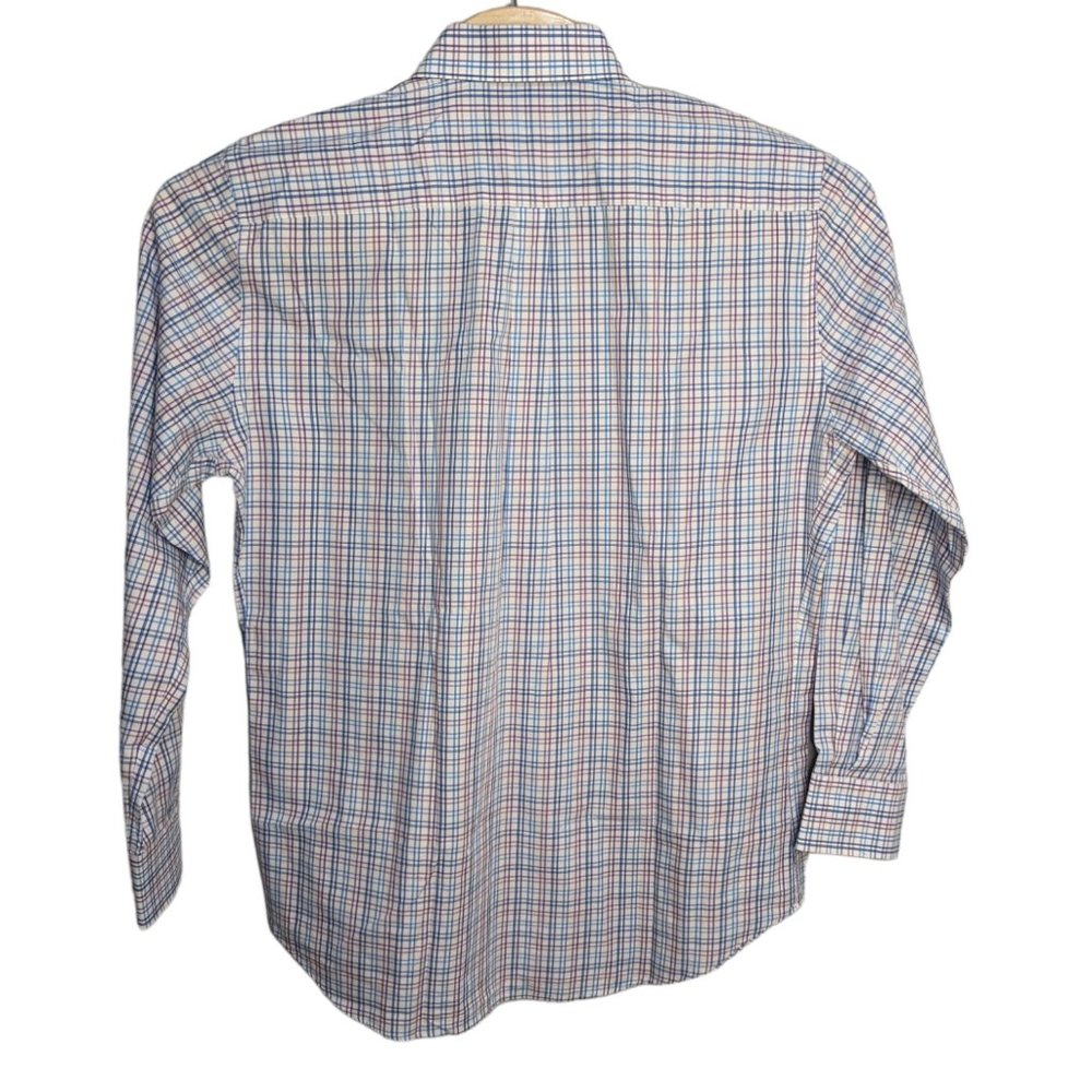 Peter Millar Shirt Mens Large Purple Blue White Plaid Long Sleeve Button Up - Picture 7 of 7